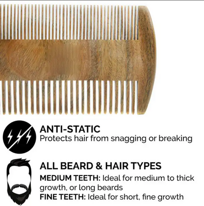 Beechwood beard brush and Sandalwood comb set