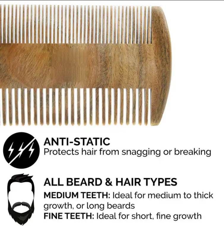 Beechwood beard brush and Sandalwood comb set